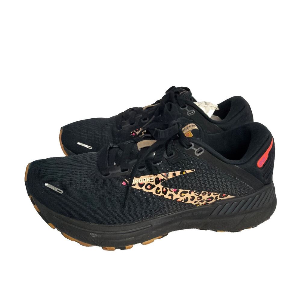 Brooks Adrenaline GTS 22 Womens 6.5 B Black Leopard Running Shoe